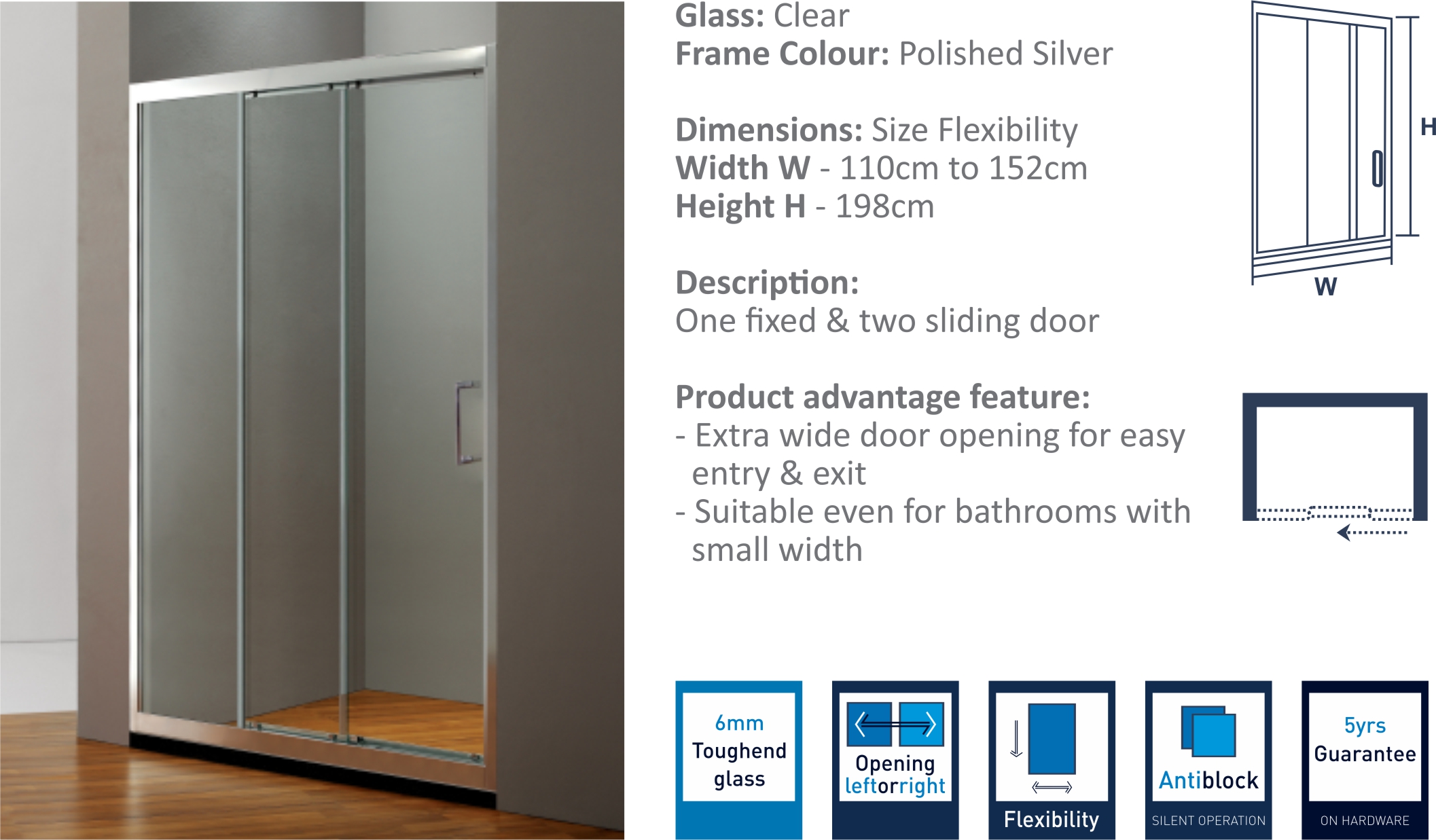 IP4C - Two Sliding Doors Shower Partition