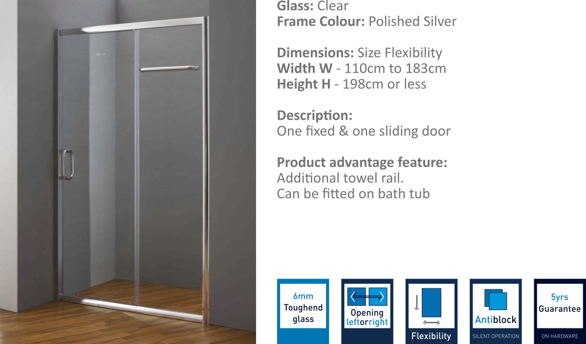 JP2218 - Sliding Door Shower Partition