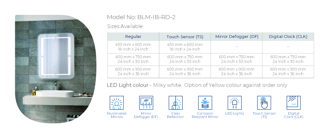 BLM-IB-RD-2 Back Lit Mirror Rounded corners  with Inside Border https://www.jltrwatches.me/