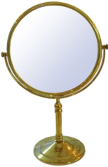 HSY-728A	 8" Pedestal Table Magnifying  Mirror Gold Finish