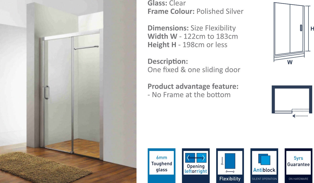 UP2B - Sliding Door Shower Partition