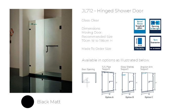 JL712 - Hinged Shower Door