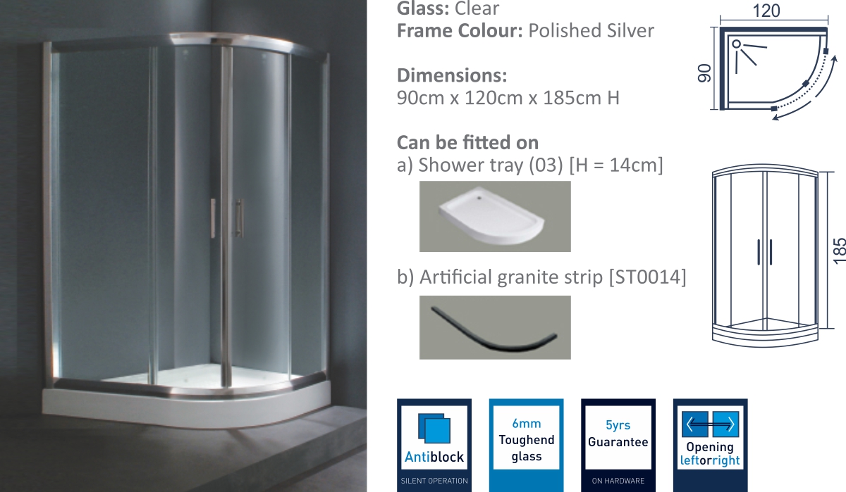 JK2809 - Sliding Shower Door Enclosure