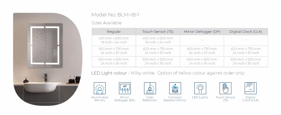 BLM-IB-1 Back Lit Mirror with Inside Border https://www.perfectreplica.co.uk/