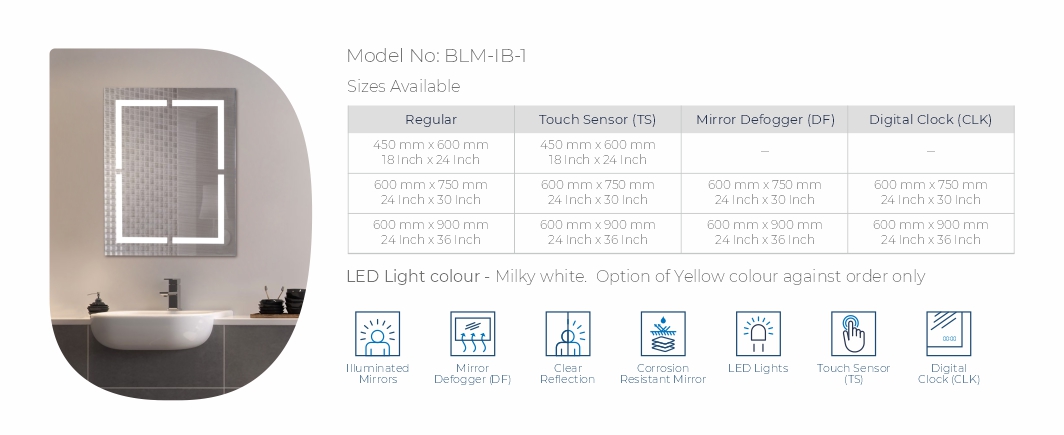 BLM-IB-1 Back Lit Mirror with Inside Border