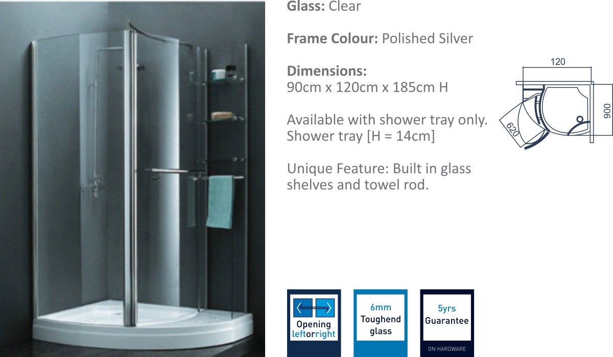 A66 - Pivot Shower Door Enclosure